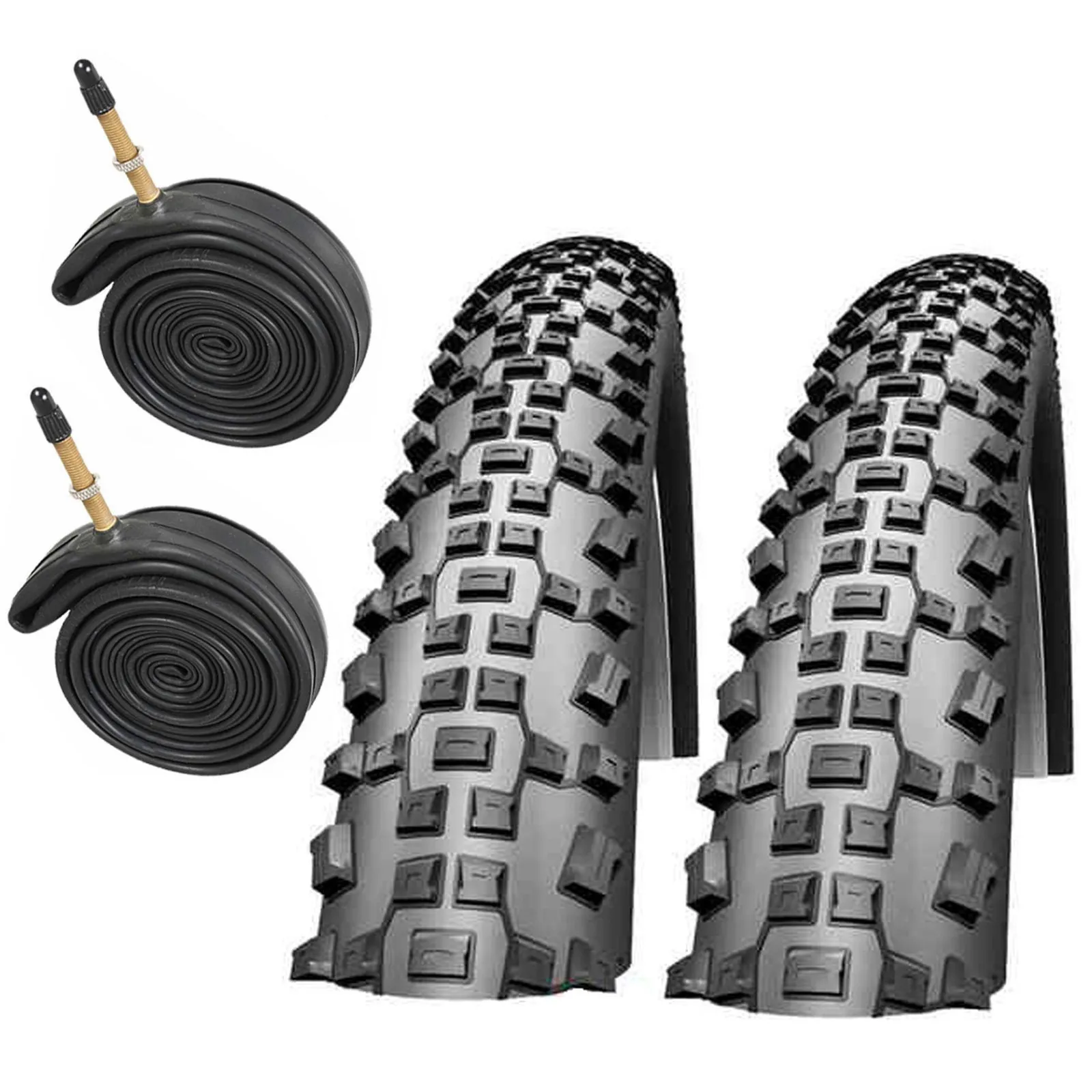 SCHWALBE Rapid Rob 26' x 2.10 Mountain Bike Tyres with Puncture Protection and Presta Tubes