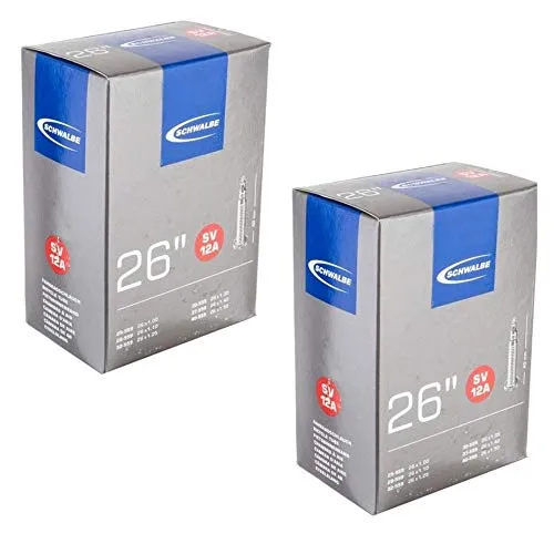 Schwalbe SV12A 26' Bike Inner Tubes - 26 x 1.00-1.50, Presta 40mm Valve - 2 Pack