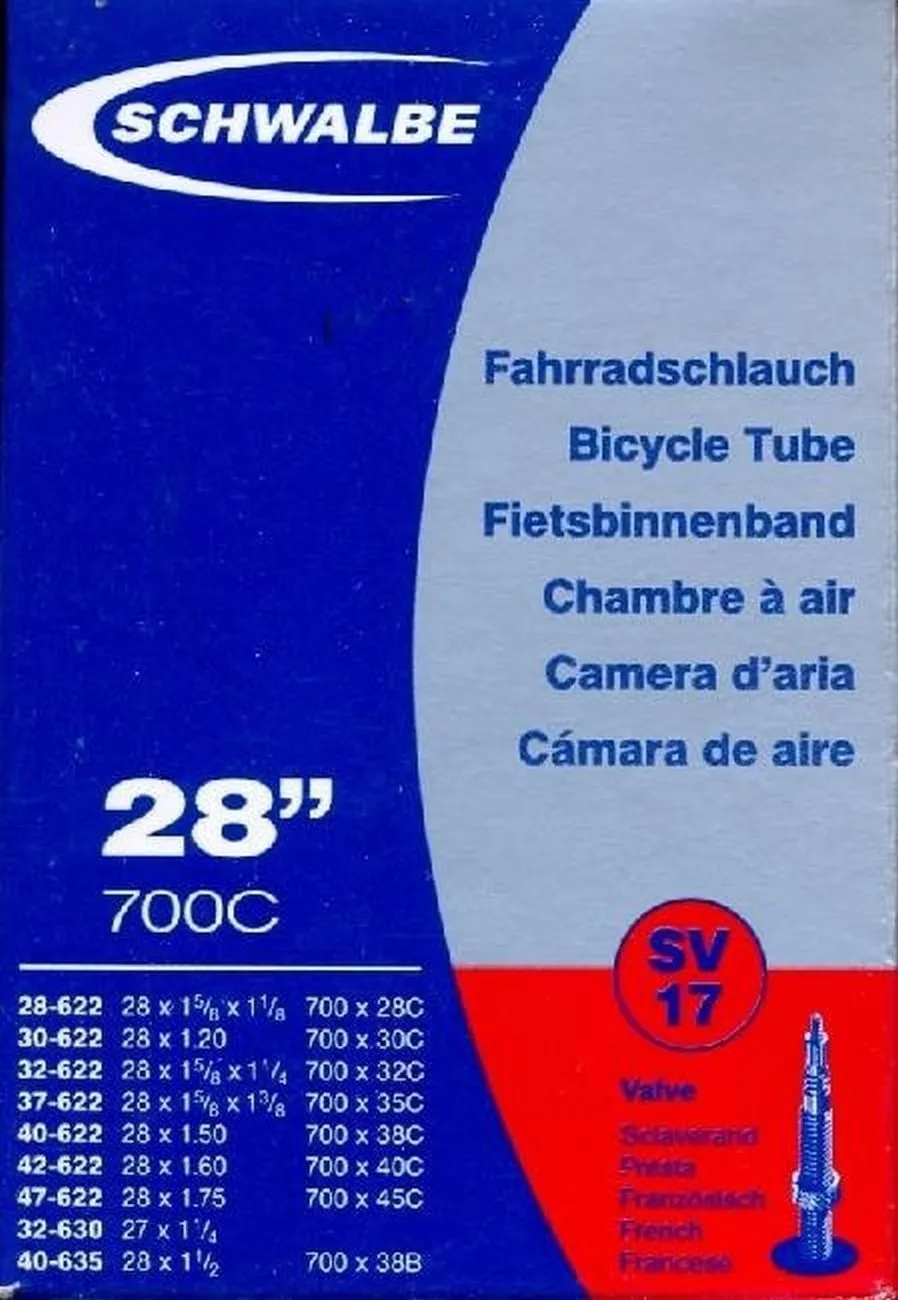 Schwalbe SV17 Bicycle Inner Tube 28 x 1.40 Inch Presta Valve, Exceptional Air Retention & Durability