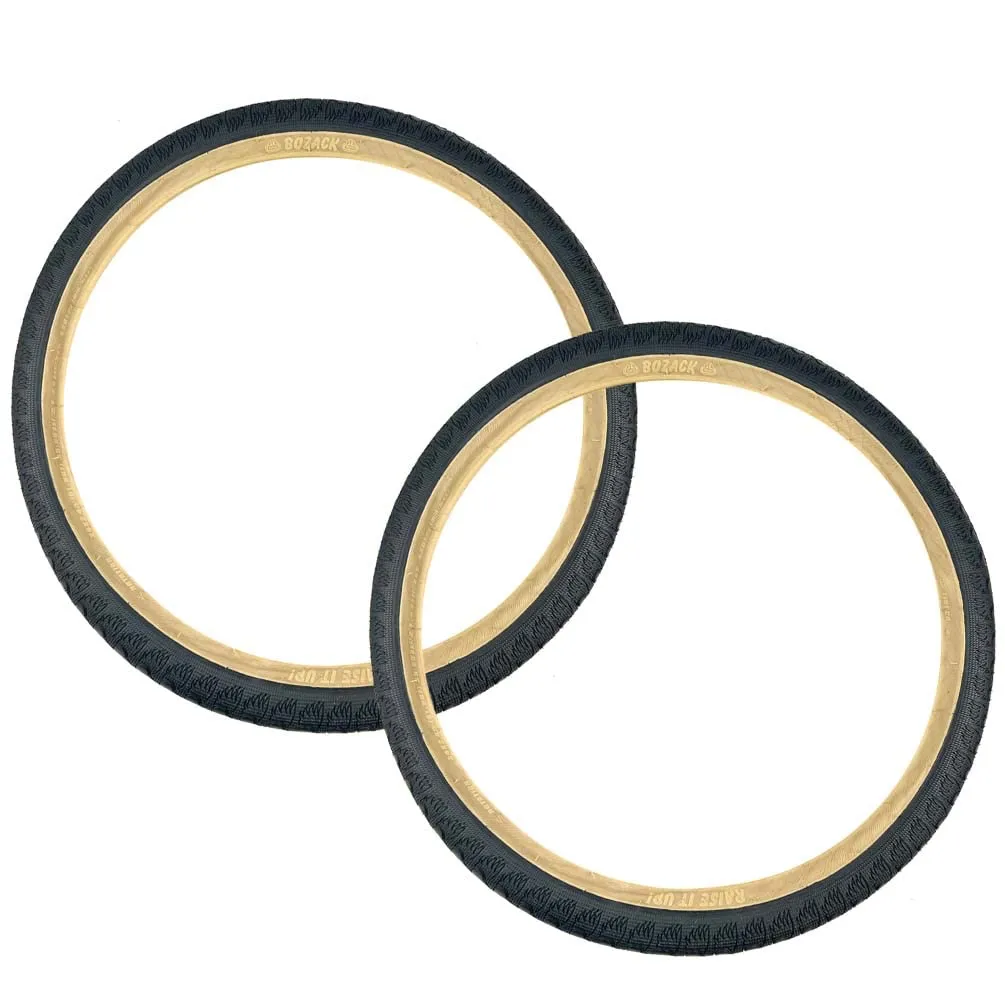 SE Bikes Bozack 24' x 2.4' Black Tan BMX Freestyle Tire Pair for Street and Park Wheelies