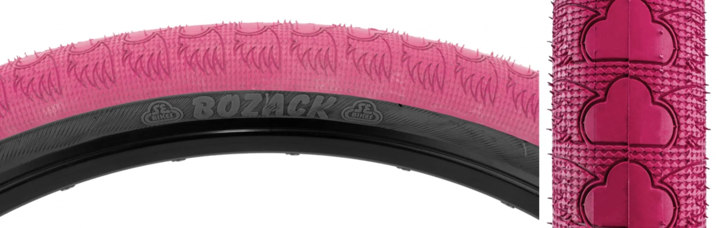 SE BIKES Bozack 24x2.4 Pink Bike Tire - Fast Rolling, Smooth Profile with SE Wings Logo