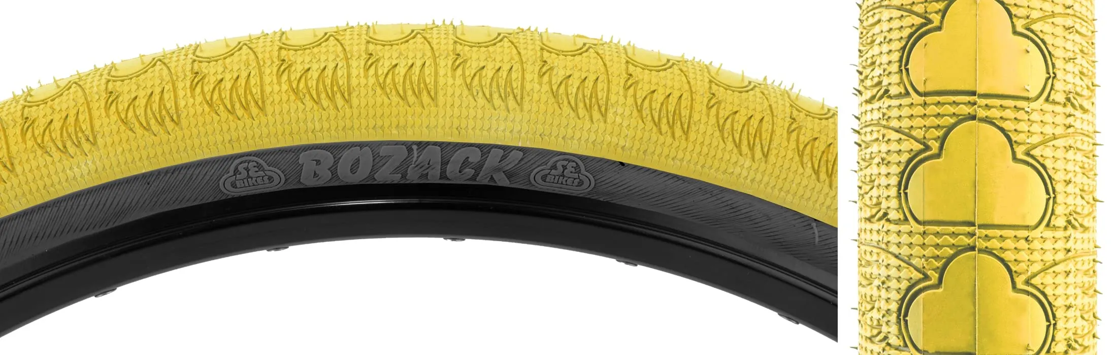 SE Bikes Bozack Yellow 24x2.4 Street Park BMX Freestyle Tire Pair for Wheelies and Tricks