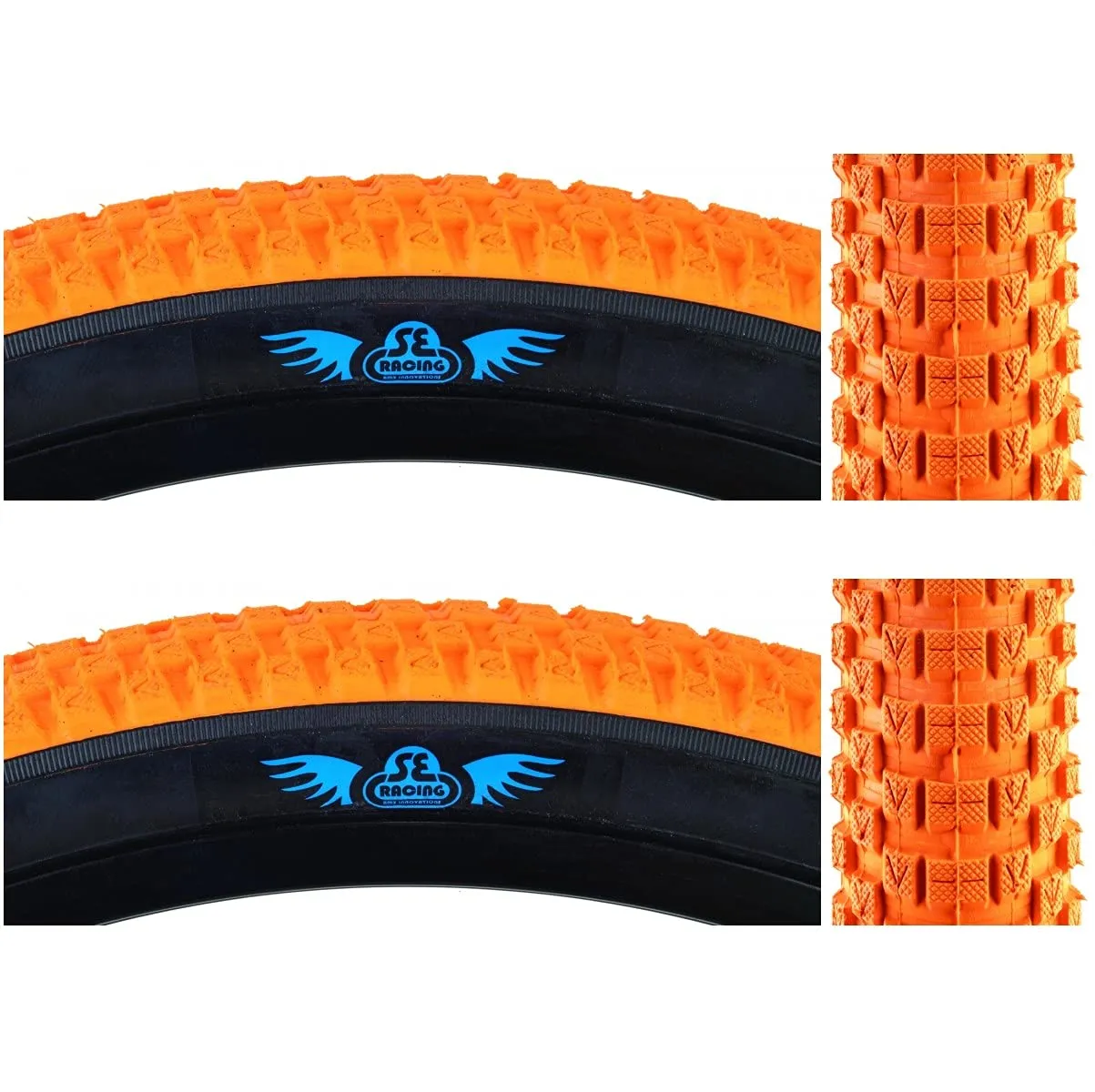 SE Bikes Cub 20 x 2.0 All Terrain BMX Replacement Tire Pair - Orange, Durable Wire Bead Design