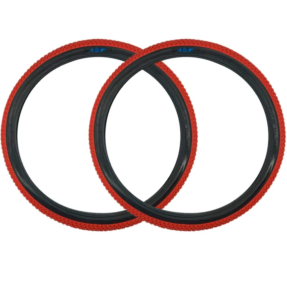 SE Bikes Cub 20 x 2.0 BMX Tire Pair - All Terrain Red Black - Durable Wire Bead Design