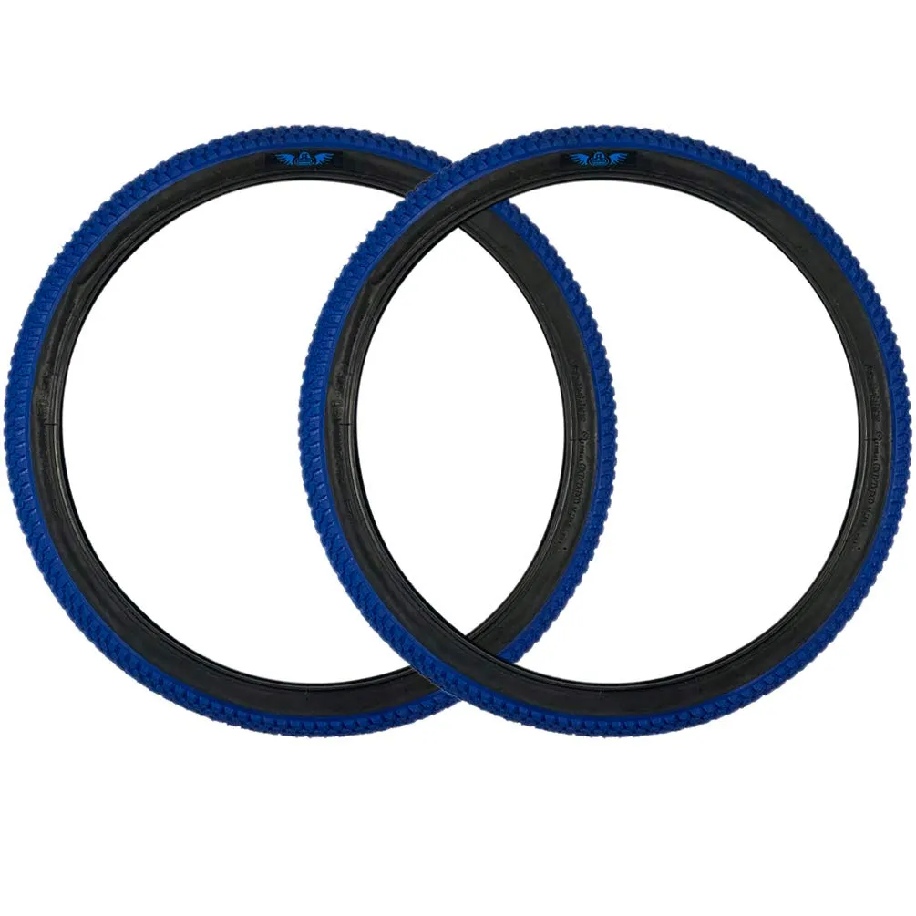 SE Bikes Cub 26 x 2.0 BMX Replacement Tire Pair - All Terrain Blue Wire Bead for Classic Style