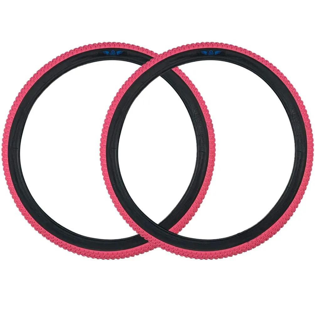 SE Bikes Cub 26x2.0 BMX Replacement Tire Pair - Pink, All Terrain, Wire Bead, Durable Compound