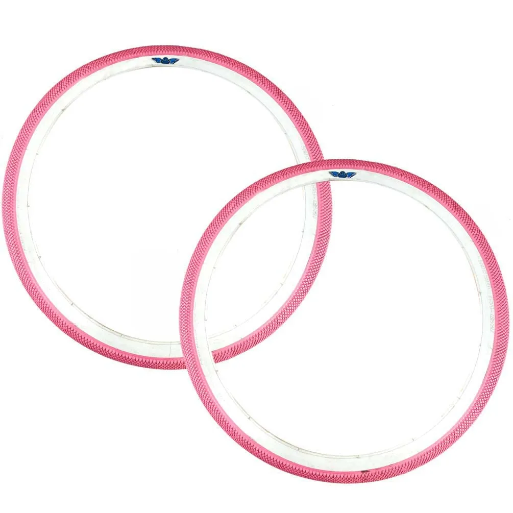 SE Bikes Vee Speedster 29' x 2.1 Pink & White BMX Tire Pair for Street & Park Riding