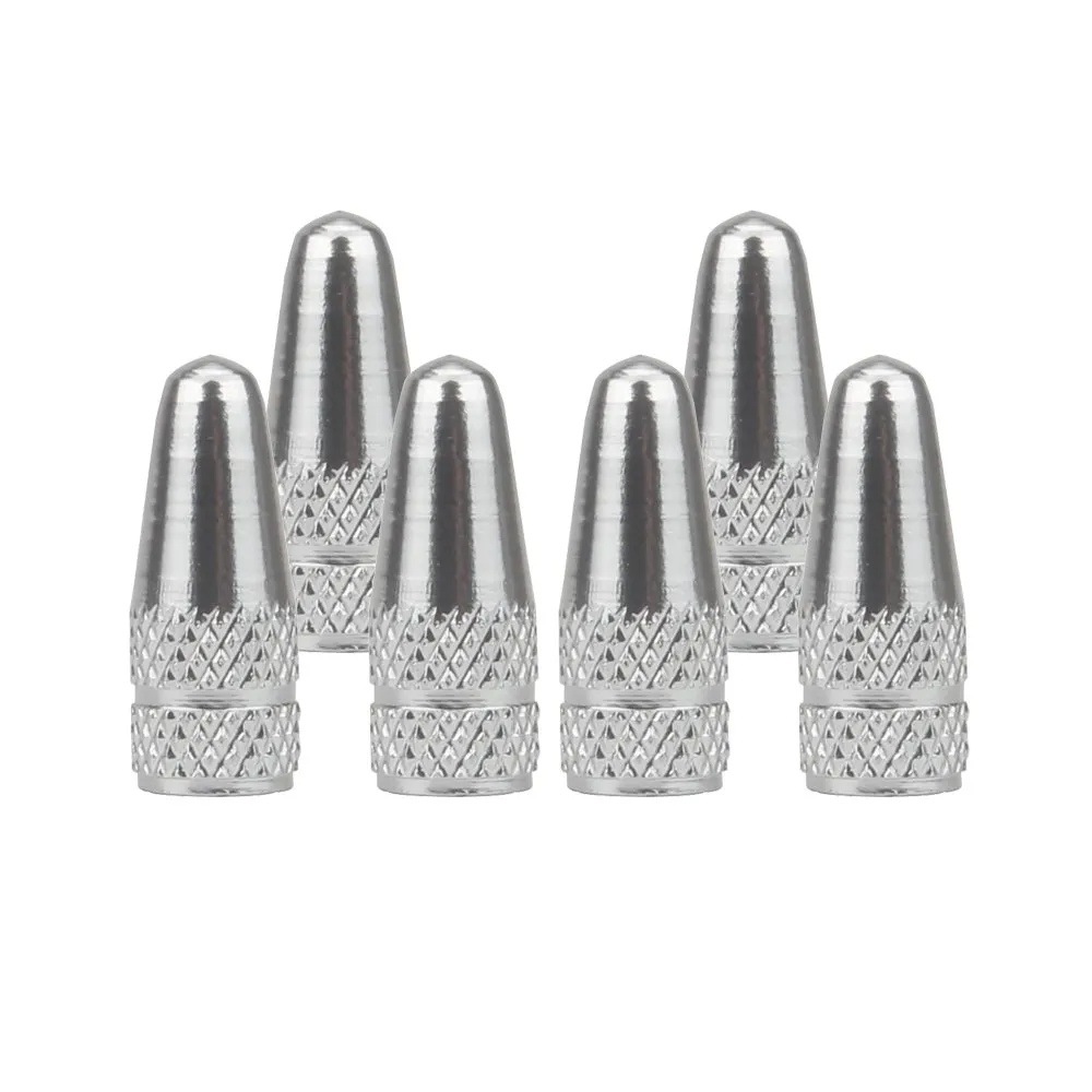 Senzeal 6PCS Silver Aluminum Presta Valve Caps for Bicycle Air Tires - Stylish & Durable