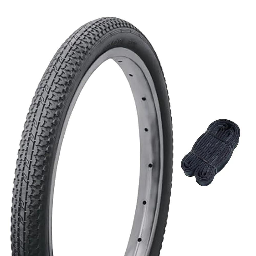 Shinko Bicycle Tire + Tube Set Black Line 40-355 for Small Bicycles, 250 kPa Air Pressure