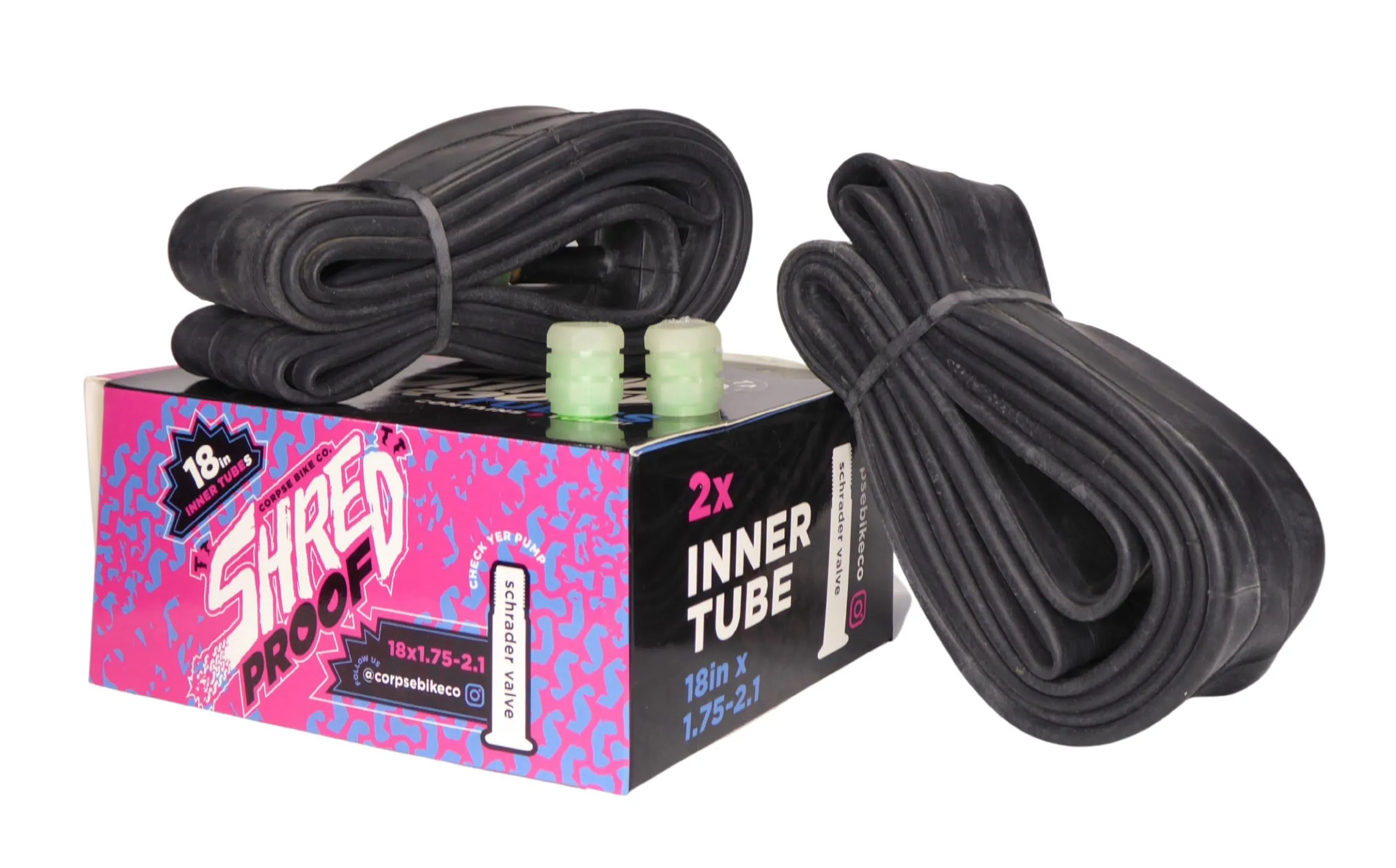 SHREDPROOF Kids' & BMX Bike Inner Tubes - Durable Butyl Rubber for 12' to 24' Bicycles (Pair of 2)