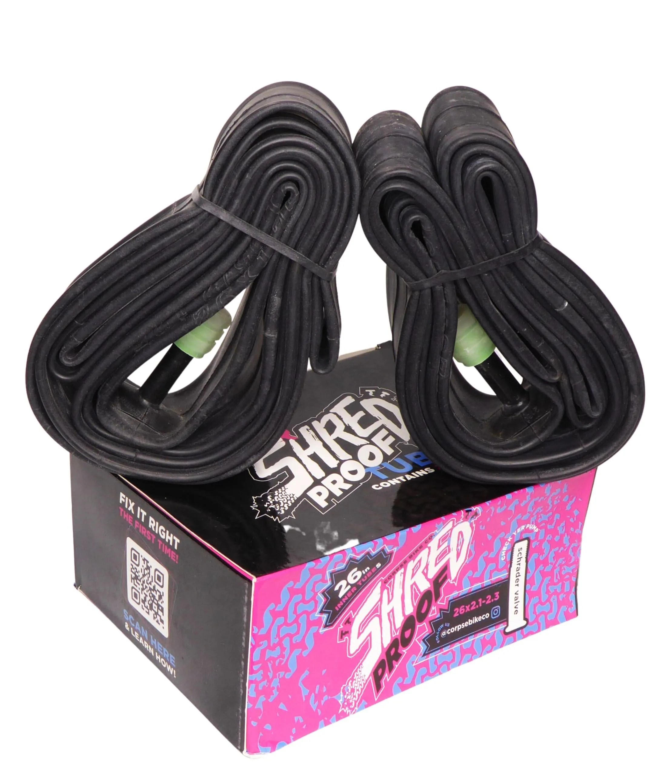 SHREDPROOF Mountain Bike Inner Tubes 26' 27.5' 29' Butyl Rubber Pair for Schrader & Presta Valves