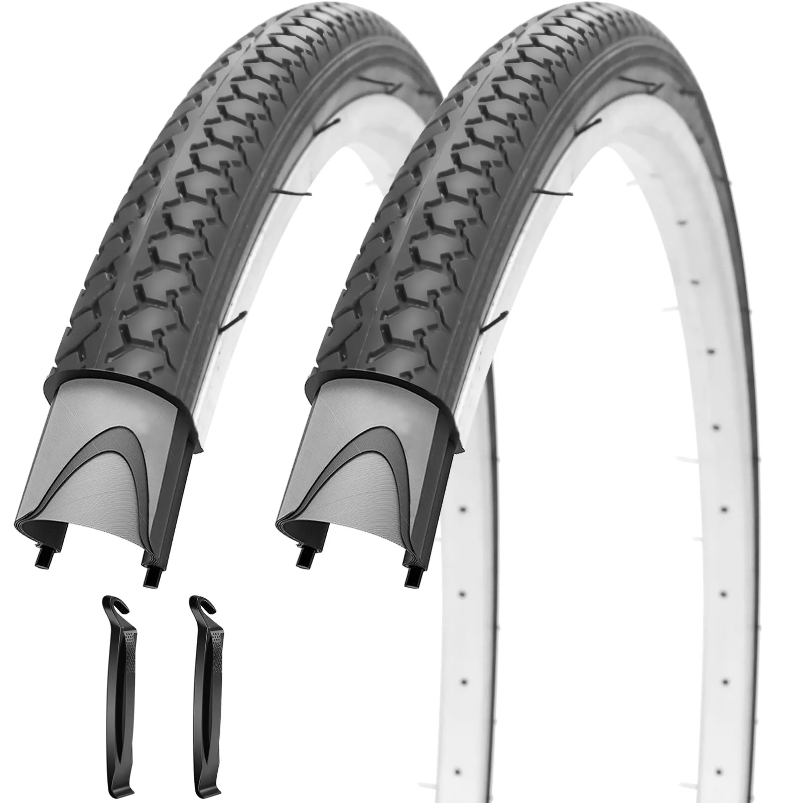 SIMEIQI 24x1 3/8 Bike Tires - Set of 2, Smooth Rolling, Lightweight, Compatible with Bicycles & Wheelchairs