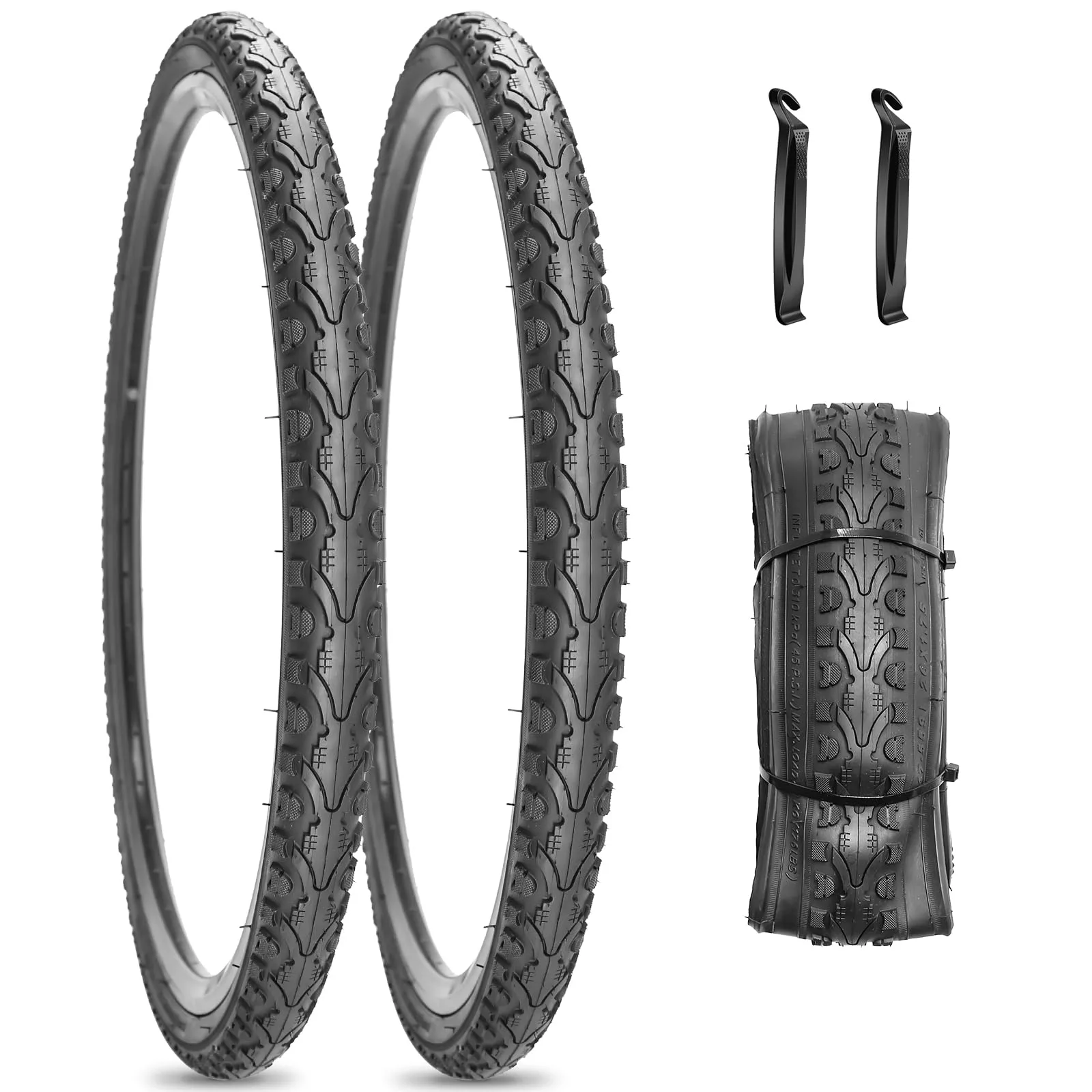SIMEIQI 26'x1.75' Bike Tires - Durable Replacement for Hybrid City Road Bicycles, 2-Pack