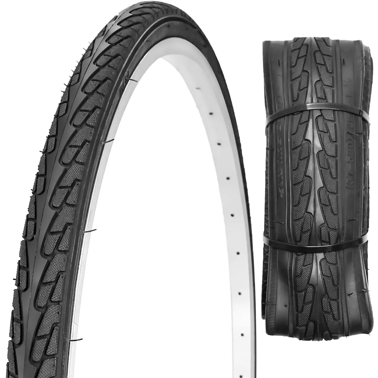 SIMEIQI 26x1 3/8 Road Bike Tires, Durable Rubber, Classic Tread, 1 Or 2 Pack, Schrader Valve Compatible