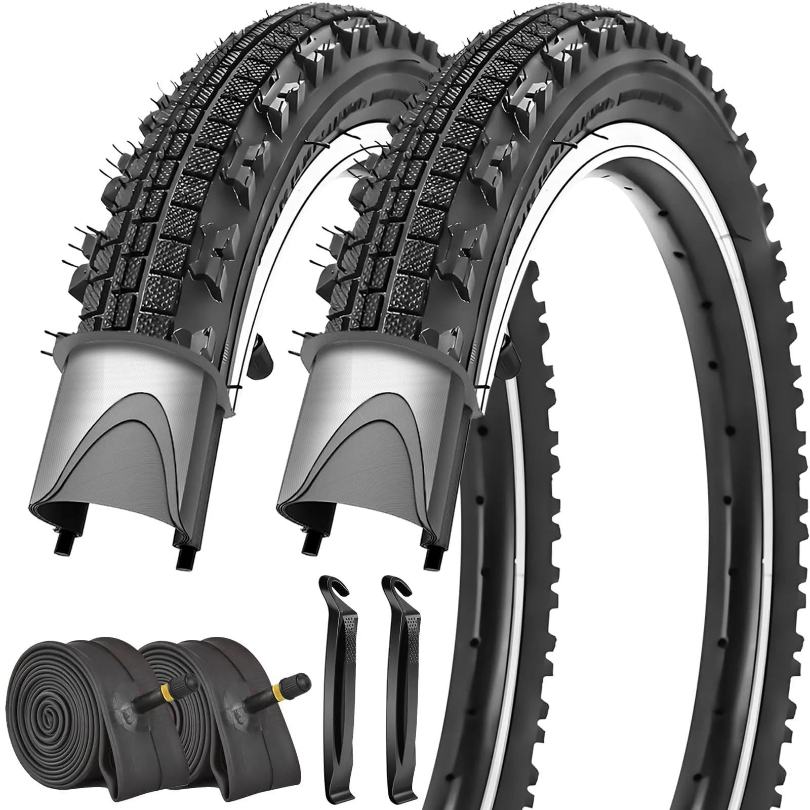 SIMEIQI 2 Pack 16'x2.125' Bike Tires and Tubes with Levers for Mountain and Urban Bicycles