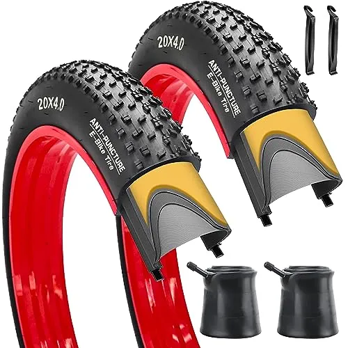 SIMEIQI 2 Pack 20'/26' E-Bike Fat Bike Tires 4.0' Anti-Puncture for Mountain Snow Terrain