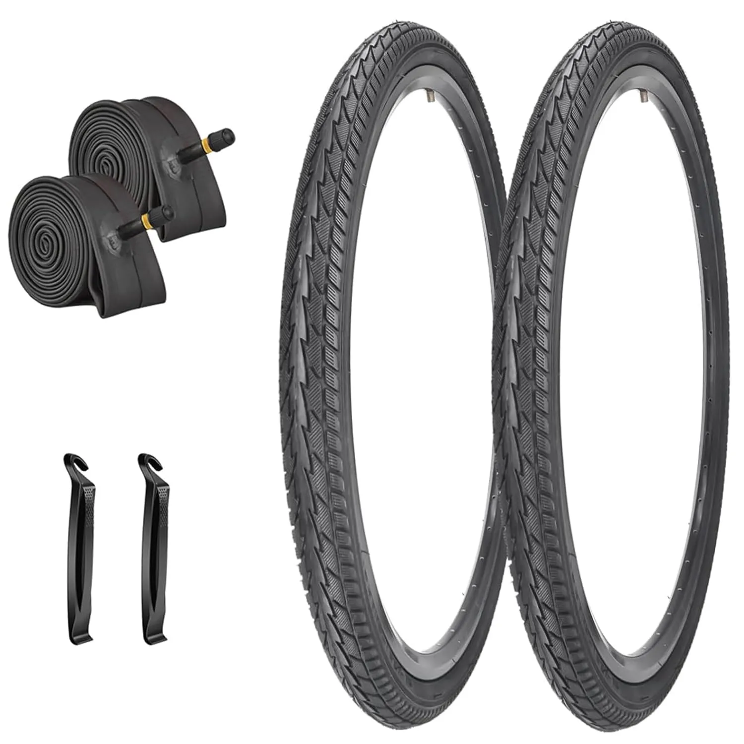 SIMEIQI 2 Pack 24' x 1.75' Bike Tires with Inner Tubes - Replacement for Hybrid Road Commuter Bikes