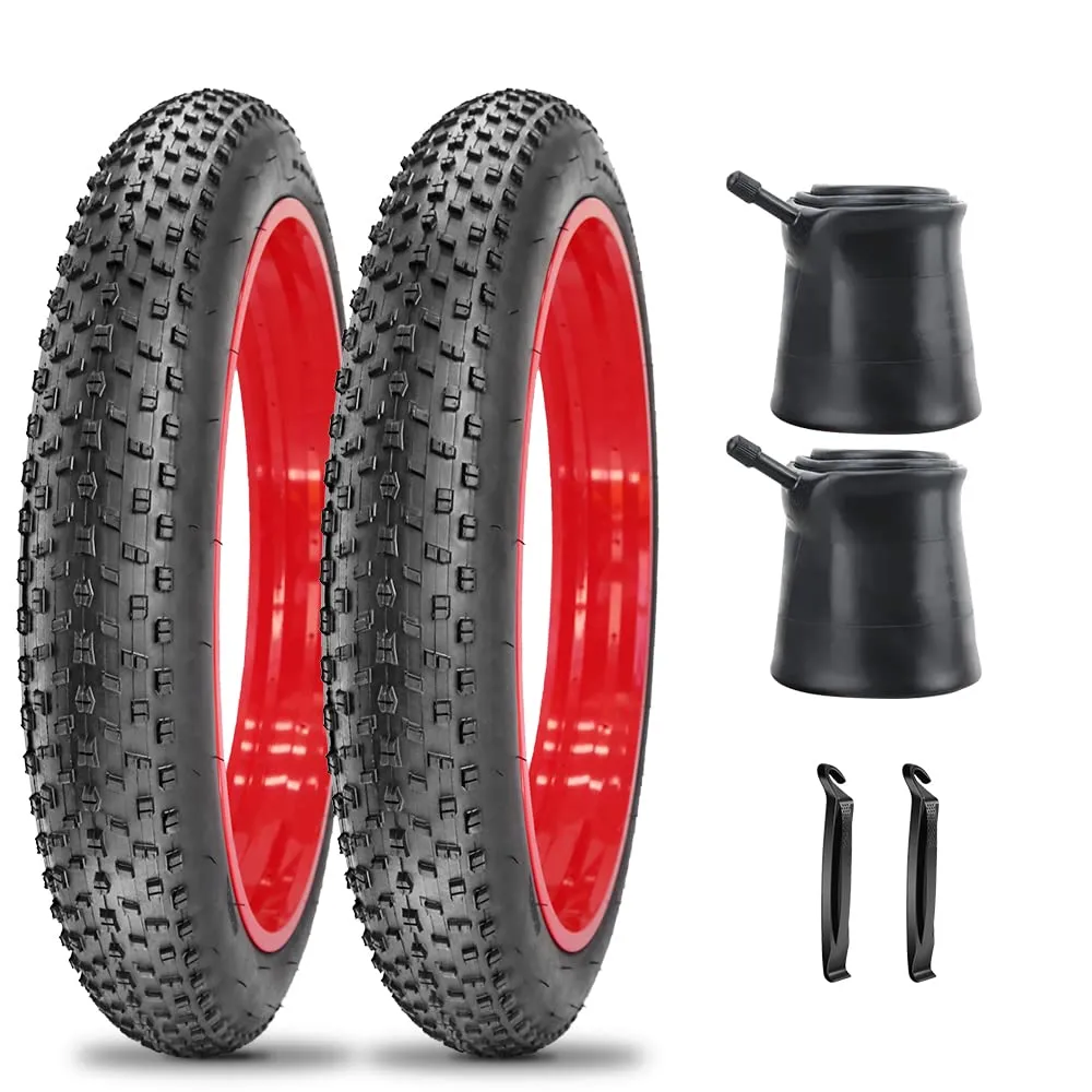 SIMEIQI 2 Pack 26 x 4.0 Inch Fat Bike Tires for Electric Snow and Mountain Biking