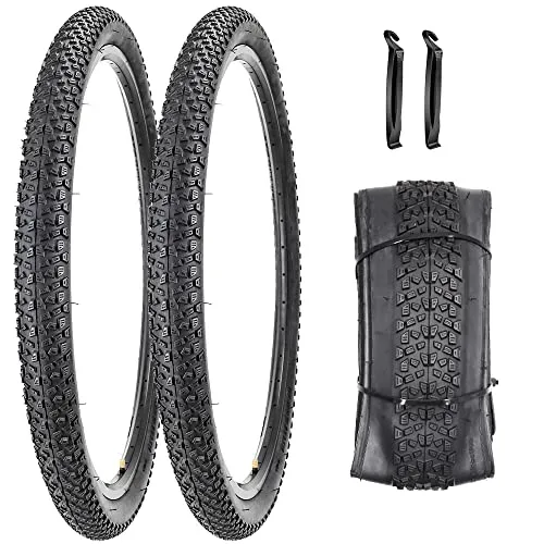 SIMEIQI 2 Pack 29'x2.125' Mountain Bike Tires with 2 Levers - Durable, Foldable, Puncture Resistant