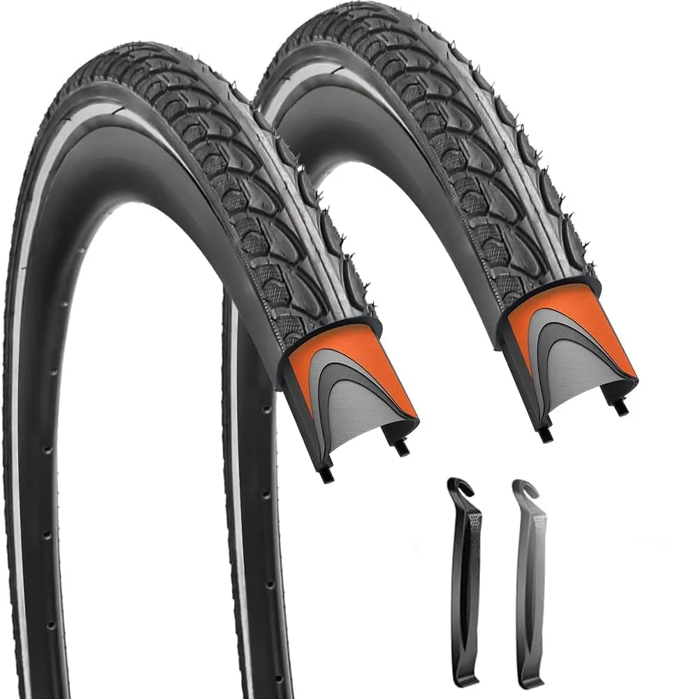 SIMEIQI 700x35C Reflective Anti-Puncture Bike Tire, 1 or 2 Pack with Presta Valves for Road Bikes