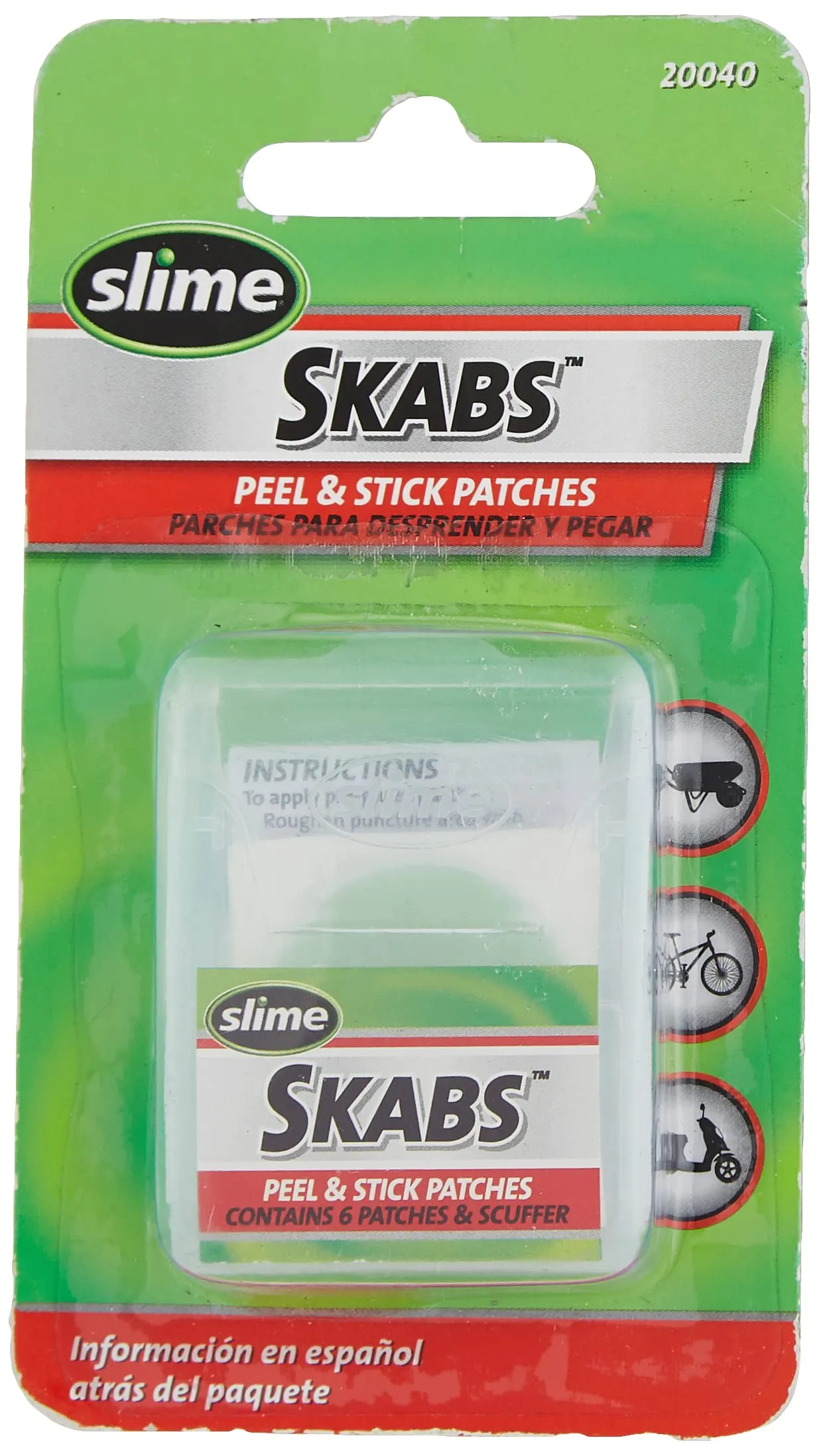 Slime SKABS Pre-Glued 1-Inch Patches – 6 Count Bike Tire Repair Kit with Scuffer Tool