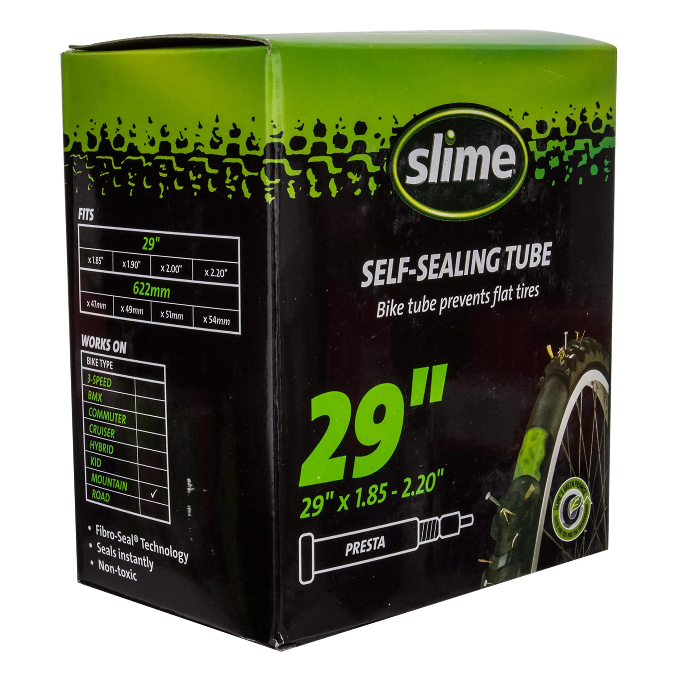 Slime Smart Presta Valve Inner Tube 29 x 1.85-2.2 with Tire Sealant for Puncture Protection