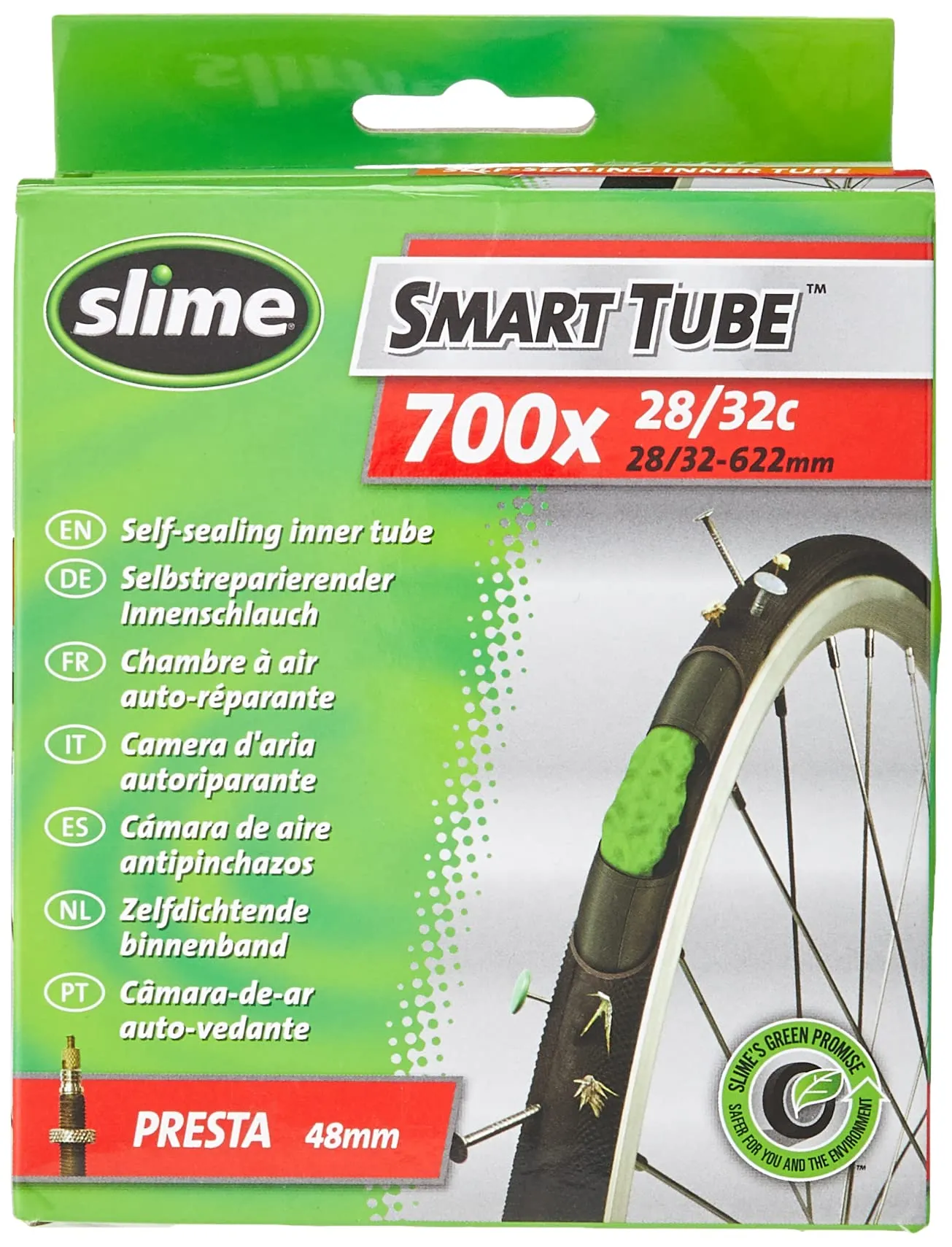 Slime STB-970028/10 Self-Sealing Smart Tube with Presta Valve for 700 x 28-35mm Tires