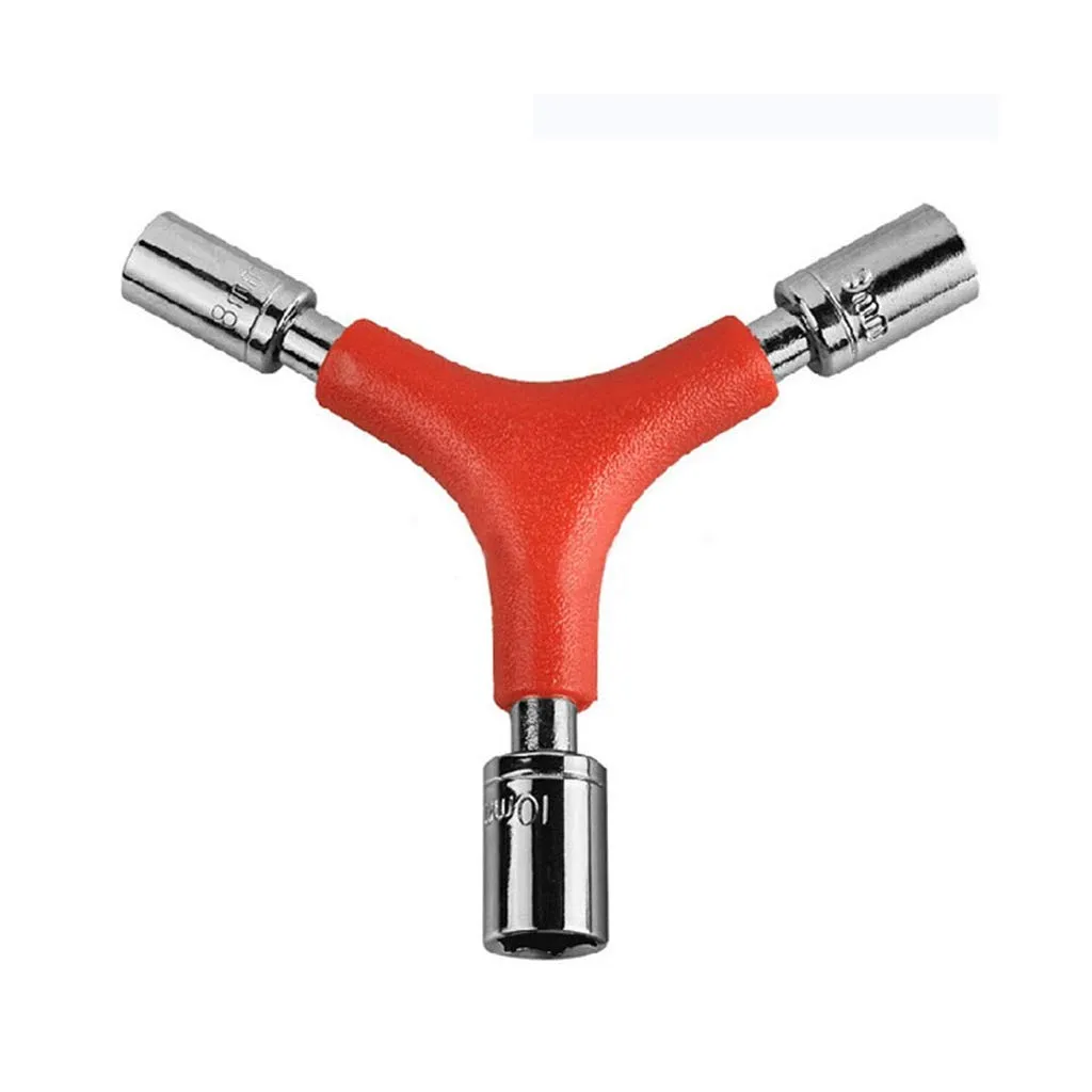 Socket Wrench 3-Way Hex Tool for Bike Maintenance - 8/9/10 mm High-Carbon Steel with Red Handle