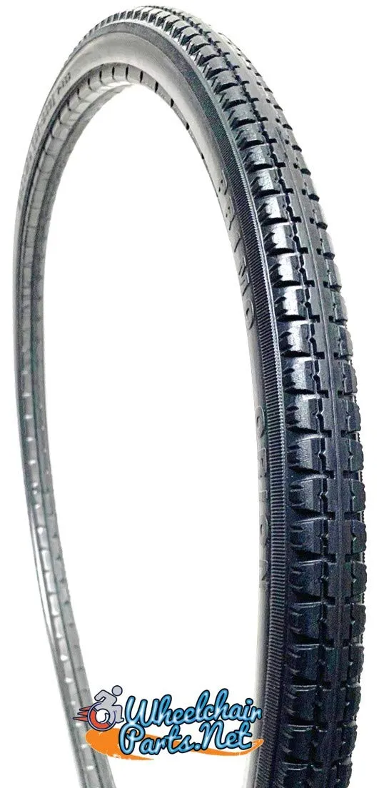 Solid, No Flat Tire 24' x 1 3/8' Black Polyurethane for Rims with Air Valve Stem Hole