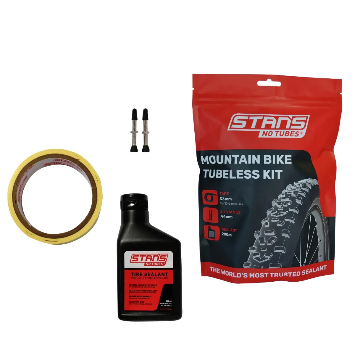 Stan's NoTubes Mountain Bike Tubeless Kit 21mm - Complete Conversion Kit with Sealant & Valves
