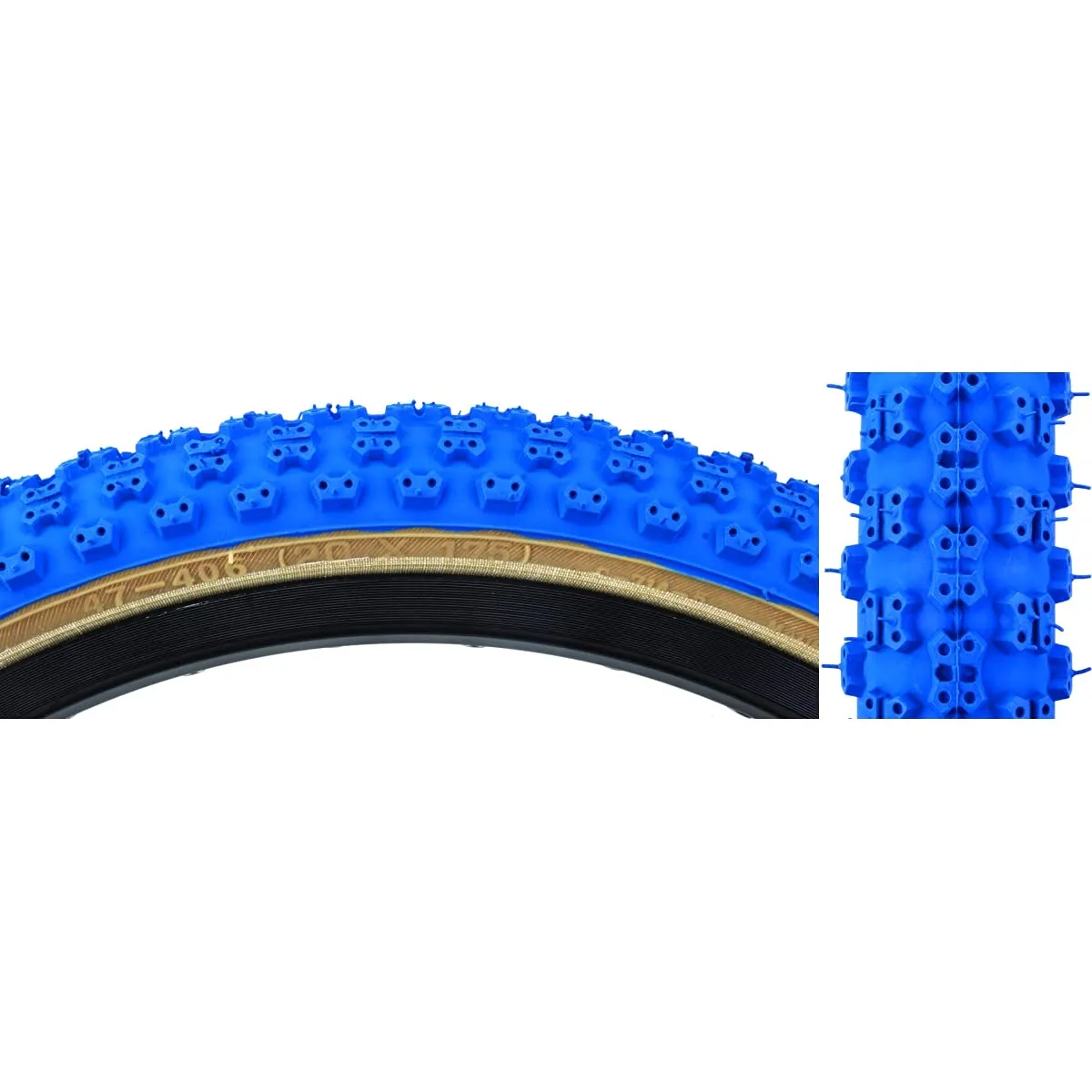 Sunlite 20 x 1.75 Blue/Skin MX3 C714 Tires - Classic Knobby BMX Tread in Multiple Colors
