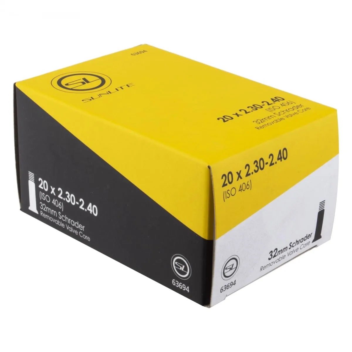 Sunlite 20 x 2.30-2.40 Schrader Valve Bicycle Tube with 32mm Valve - Durable, Easy to Install Replacement