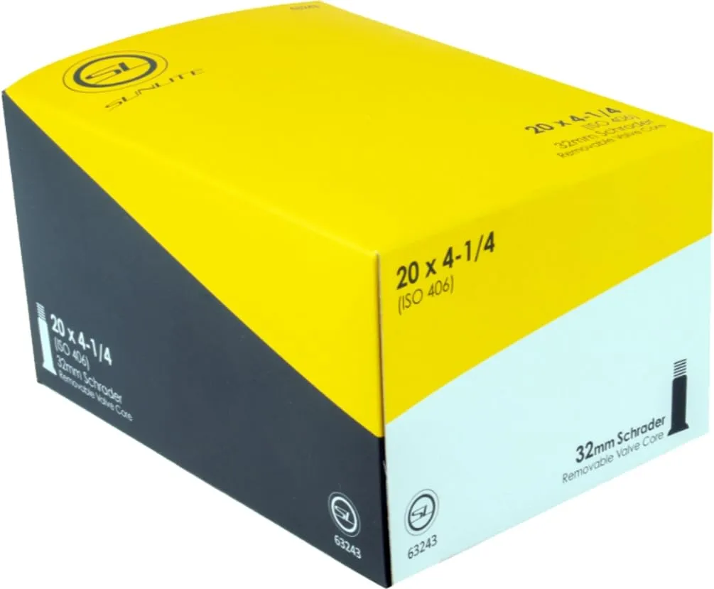 Sunlite 20 x 4-1/4' Schrader Valve Bicycle Tube - Durable, Easy to Install, Compatible with Stingray