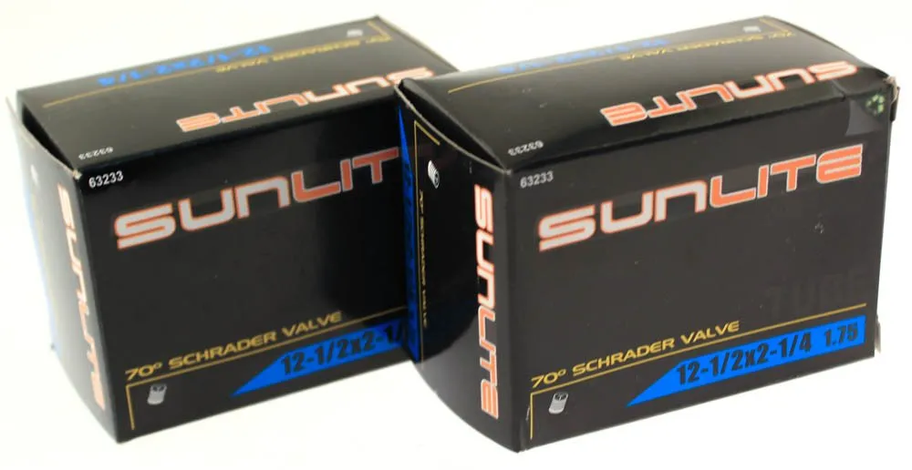 Sunlite Bicycle Tube 12-1/2 x 2-1/4 with 70 Degree Angled SCHRADER Valve for Optimal Performance