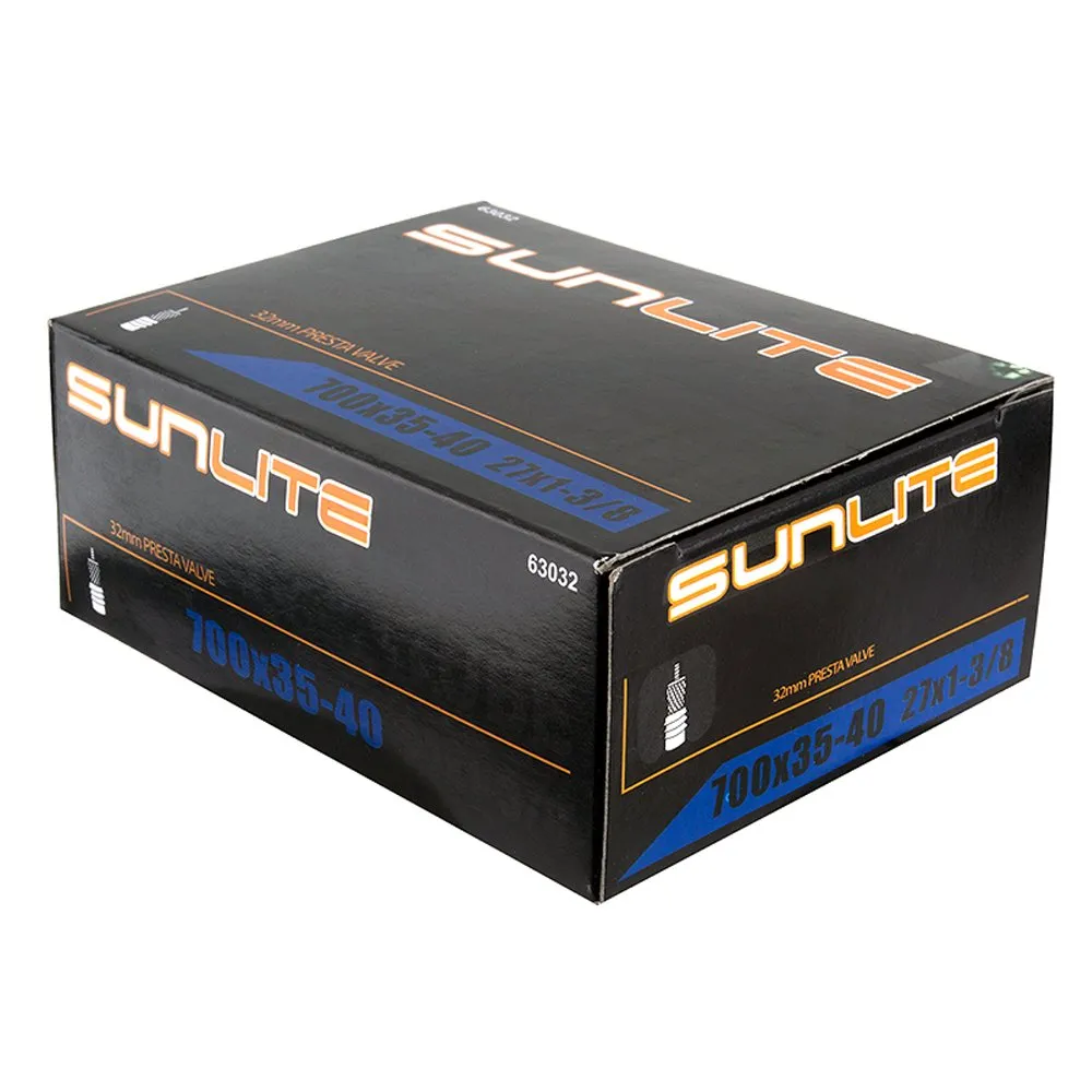 Sunlite Bicycle Tube 700x35-40 (27x1-3/8) with 32mm Presta Valve - Black, Unisex