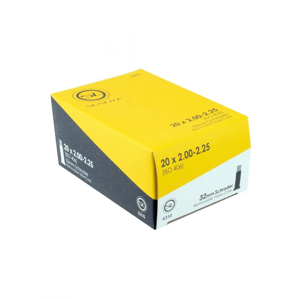 Sunlite Bicycle Tubes 20 x 2.00-2.25' with 32mm Schrader Valve - Durable & Easy to Install