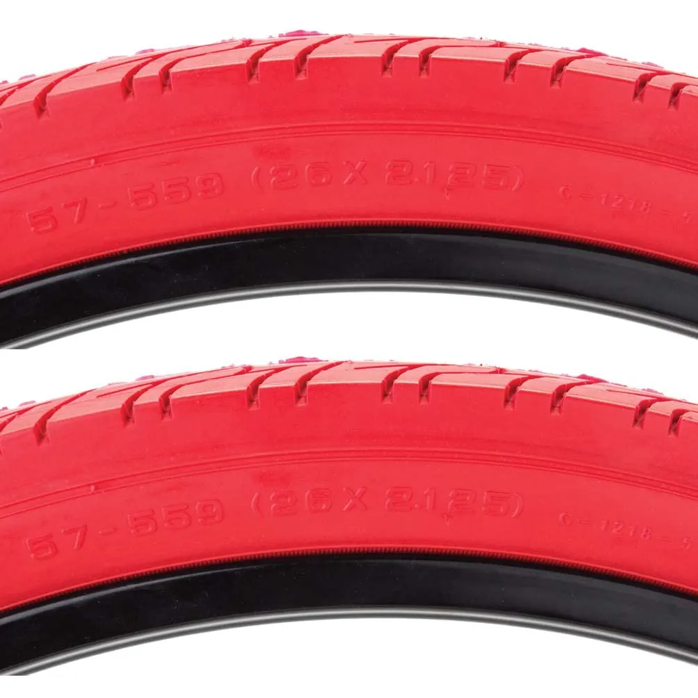 Sunlite City CST1218 Commuter Hybrid Red Bike Tires 26 x 2.125 - Durable Wirebead for Comfort