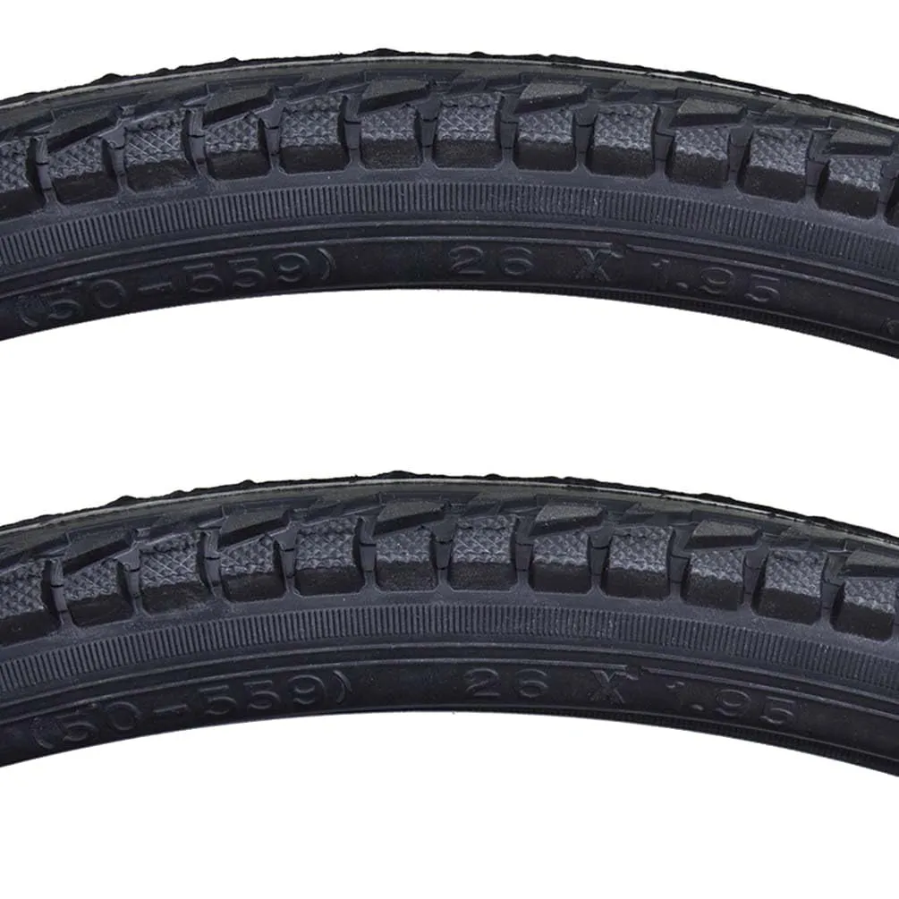 Sunlite City Komfort Street Hybrid Black Bike Tire Pair 26 x 1.95 - KHEbikes, Smooth Center, Small Side Knobs