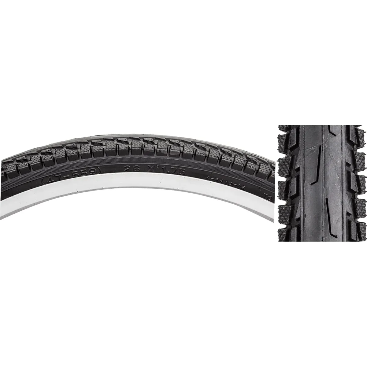 Sunlite City Komfort Tires 26 x 1.75 Black/Black with Smooth Center and Side Knobs for Comfort