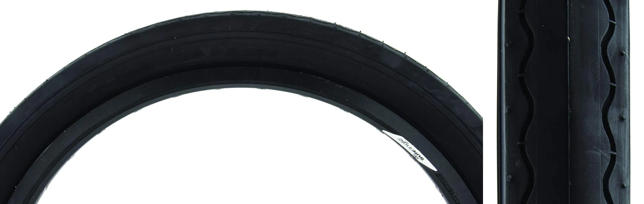 Sunlite Classic Slick Tires 20x2.125 - Perfect for BMX & Schwinn Stingray - Black/Black