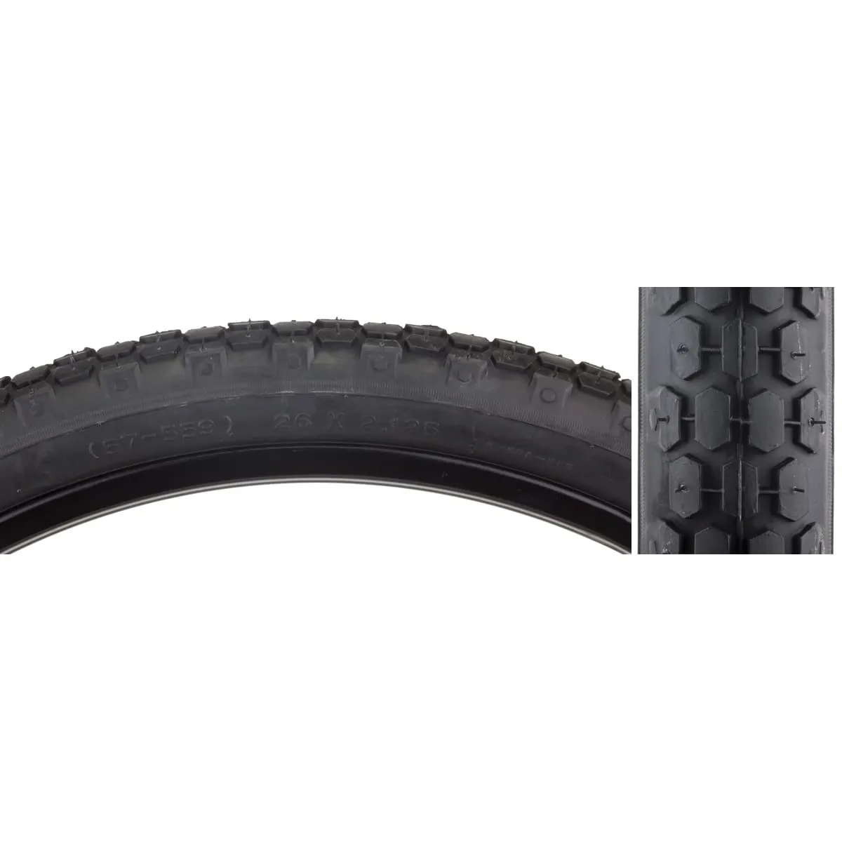 Sunlite Cruiser 80 Tires 26' x 2.125' - Balloon Tire with Grooved Tread for Shock Absorption