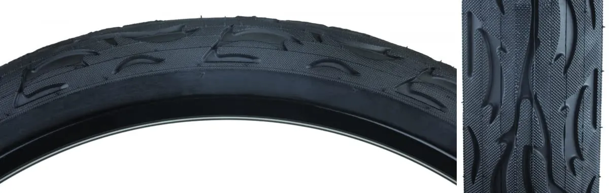 Sunlite Flame Cruiser Tire 20 x 3.0 Black - Durable Traction with Medium-Depth Flame Grooves