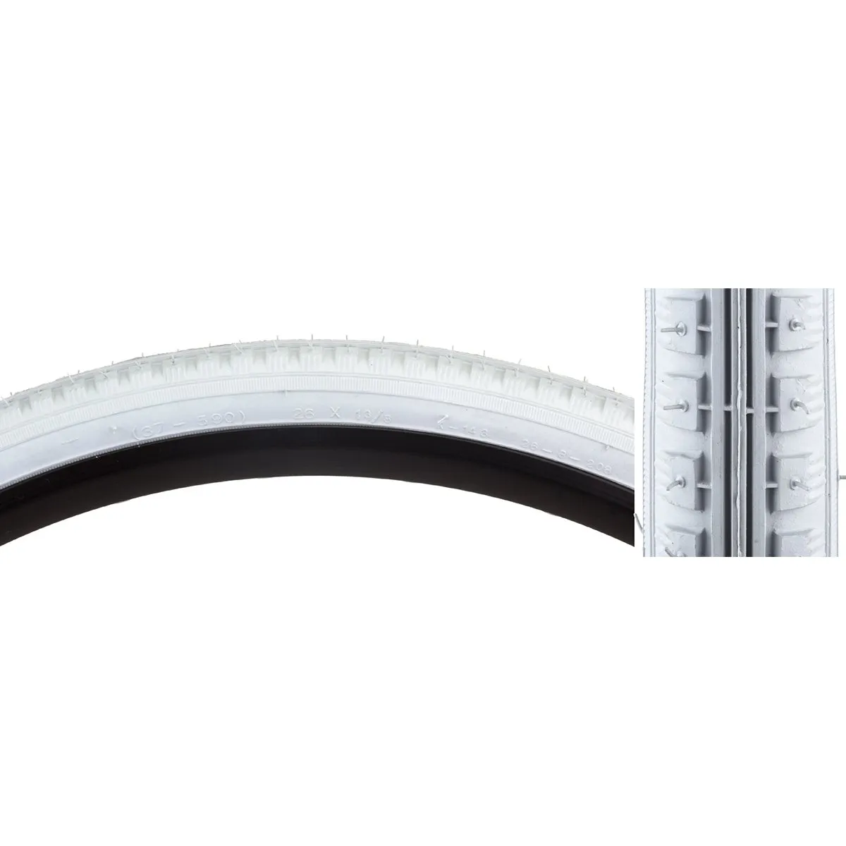 Sunlite Gray Wheelchair Tires 8' x 1.25' with Raised Center and Knobs for Enhanced Grip