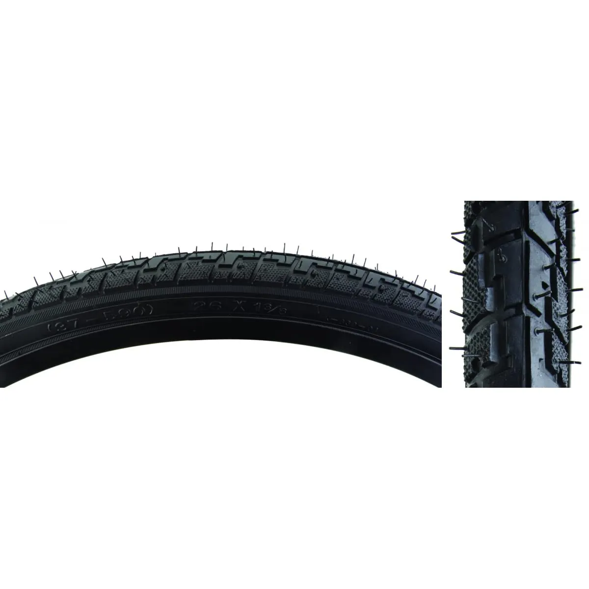 SUNLITE Hybrid Nimbus 26x1-3/8' Black Bicycle Tire for Street and Light Trail Use