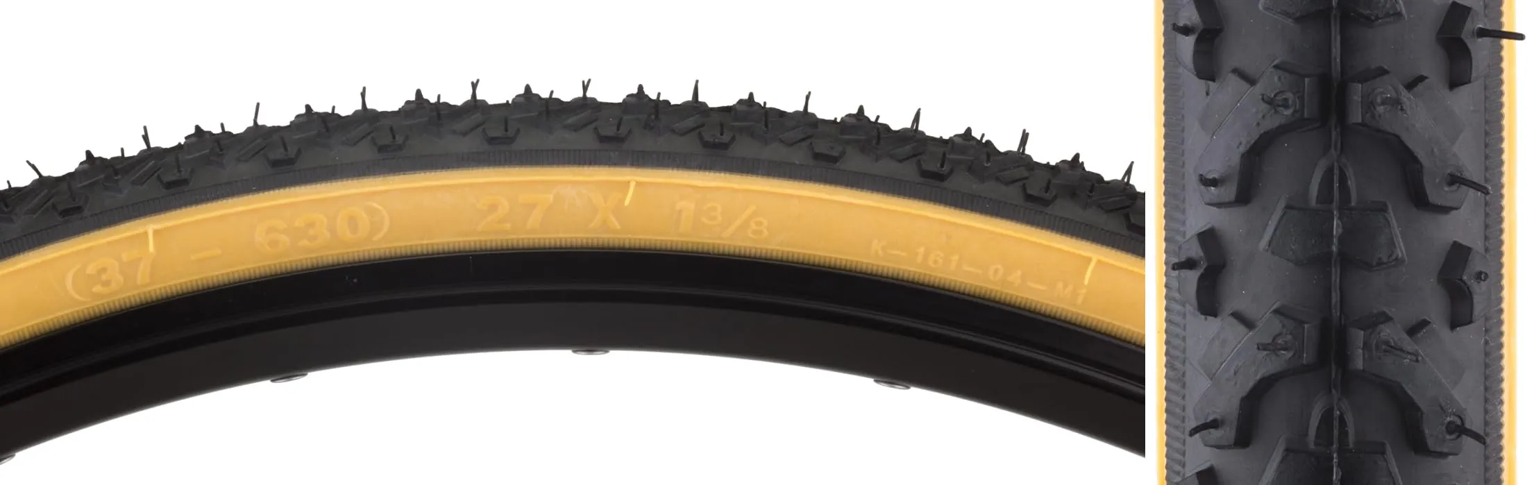 Sunlite Hybrid V-Track Tires 27' x 1.375' - Black Tread, Gum Wall, Ideal for Road & Light Trails