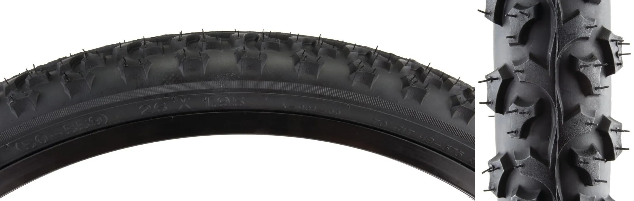 Sunlite K831 Alpha Bite Mountain Bike Tires Pair - Black 26x1.95' for Trail and Offroad