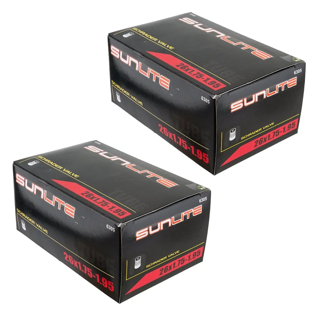Sunlite Mountain Bike Inner Tubes 26' x 1.50-1.95' Schrader Valve - 2-Pack for Durable Performance