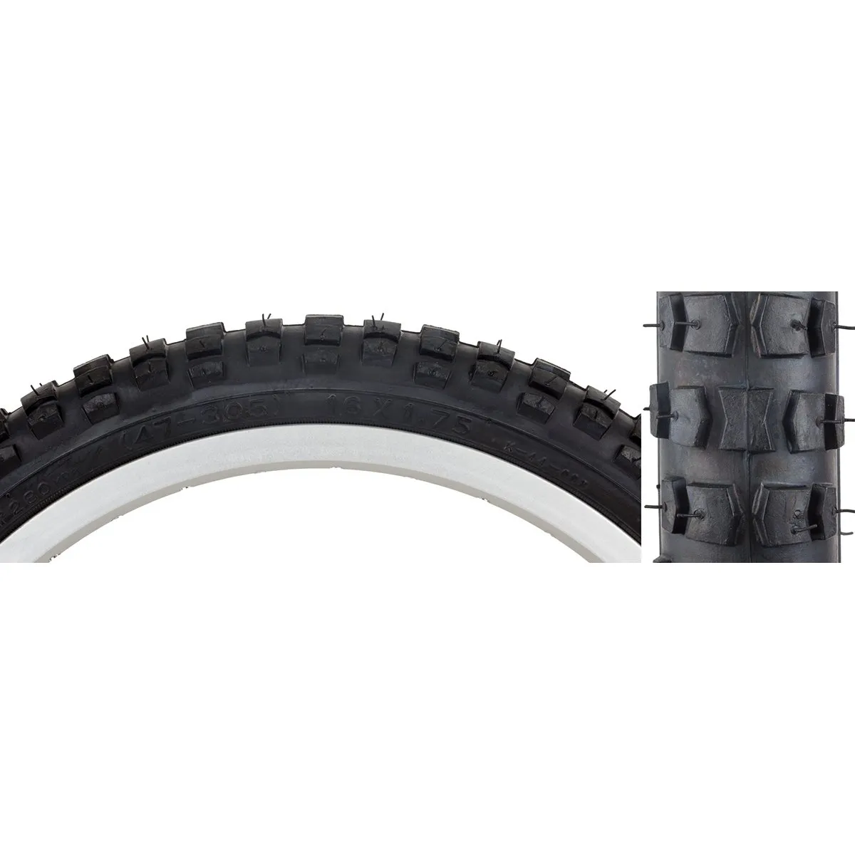 Sunlite MX BMX Tires 16' x 1.75' Black - Durable Entry-Level BMX-Style Tire for Long-Lasting Performance