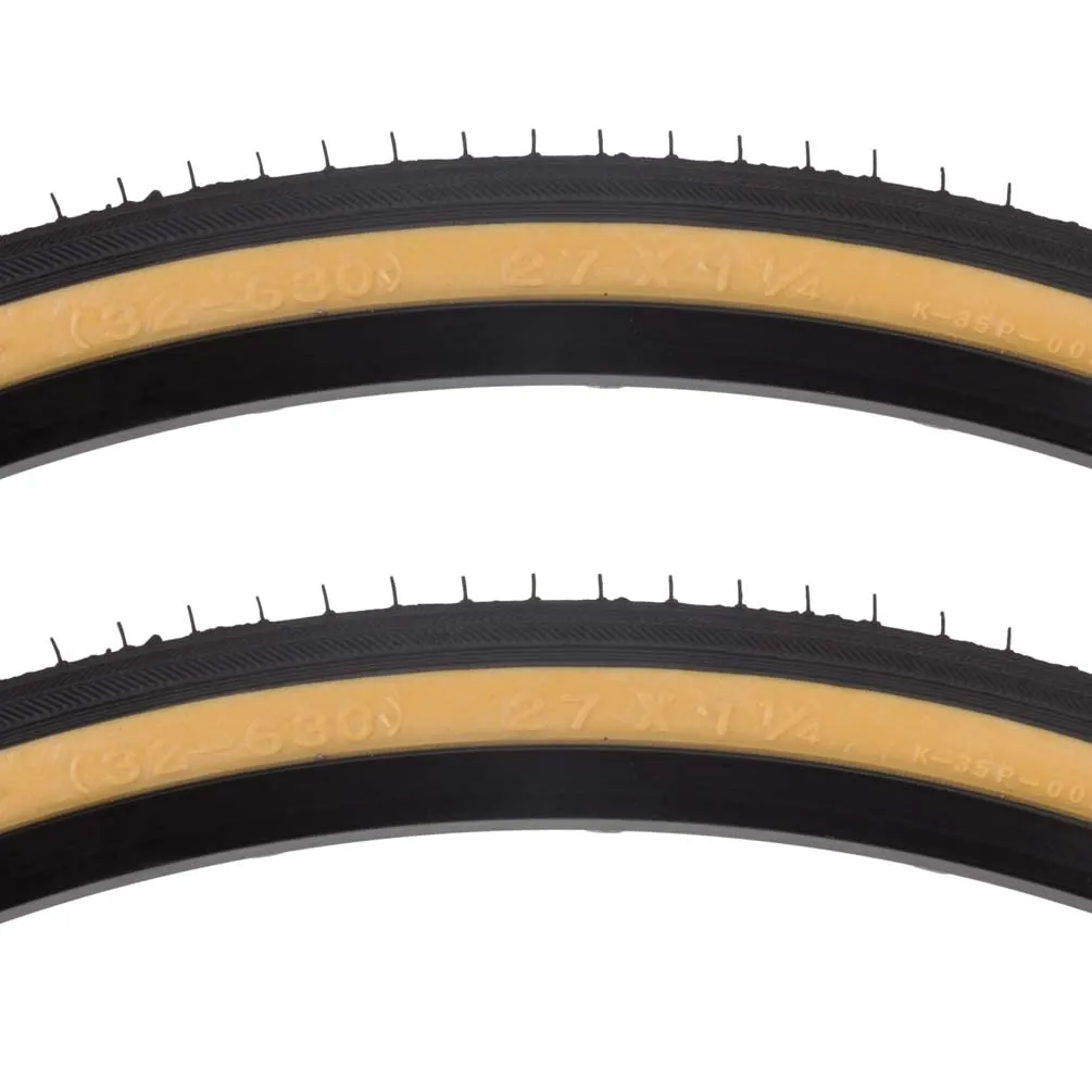 Sunlite Road Raised Center Recreational Low Resistance Tire Pair 27 x 1-1/4 Black Gum Wall
