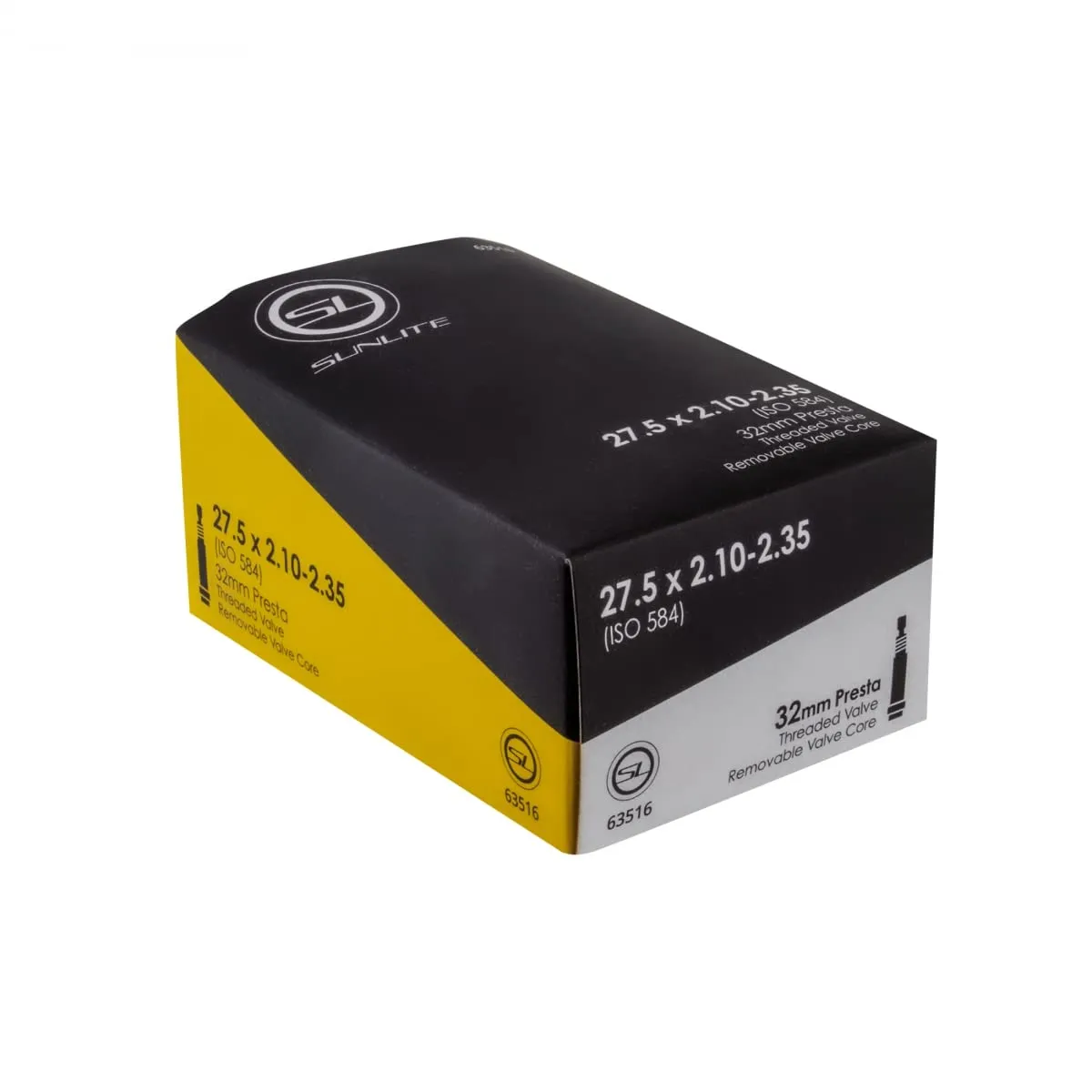 Sunlite Standard Presta Valve Tubes 650b 27.5 x 2.10-2.35' Black with 32mm Removable Core